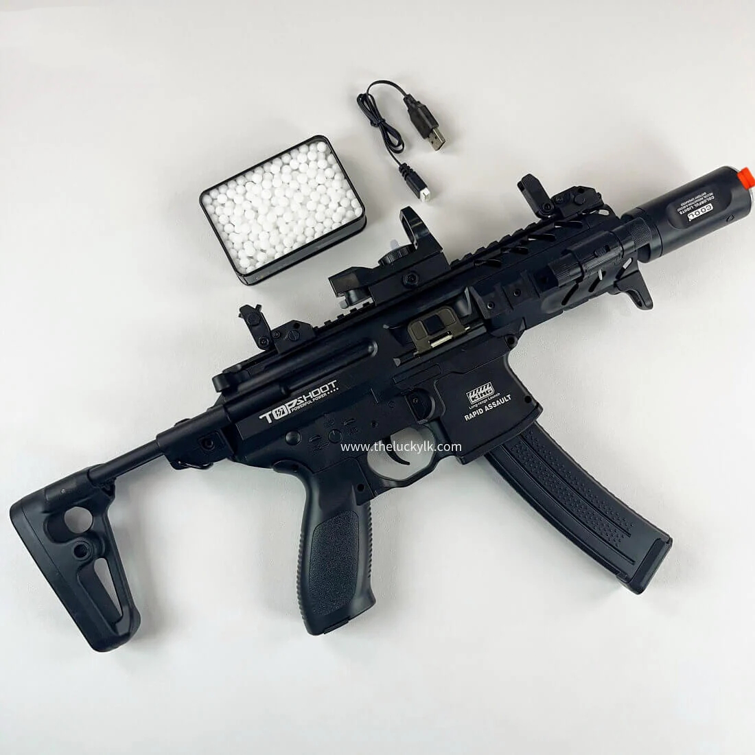 Exquisite Engraving Mpx Gel Blaster High Rate of Fire  Smooth Shooting With 7 Colors of Lighted Silencer